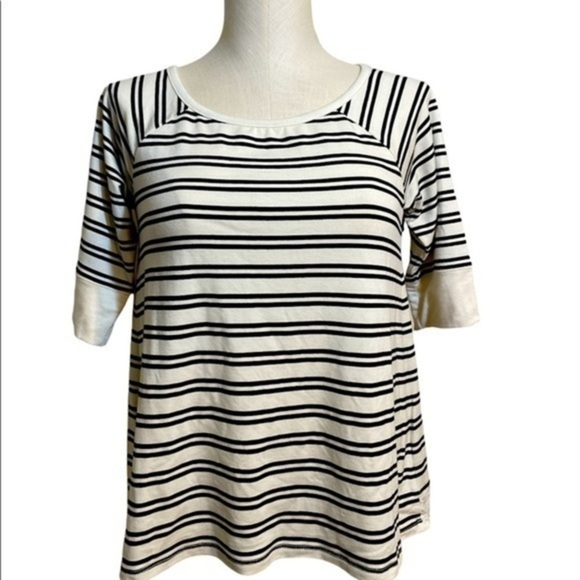 Sanctuary top short sleeve Cream Black blouse Sz XS NWT - Picture 1 of 6